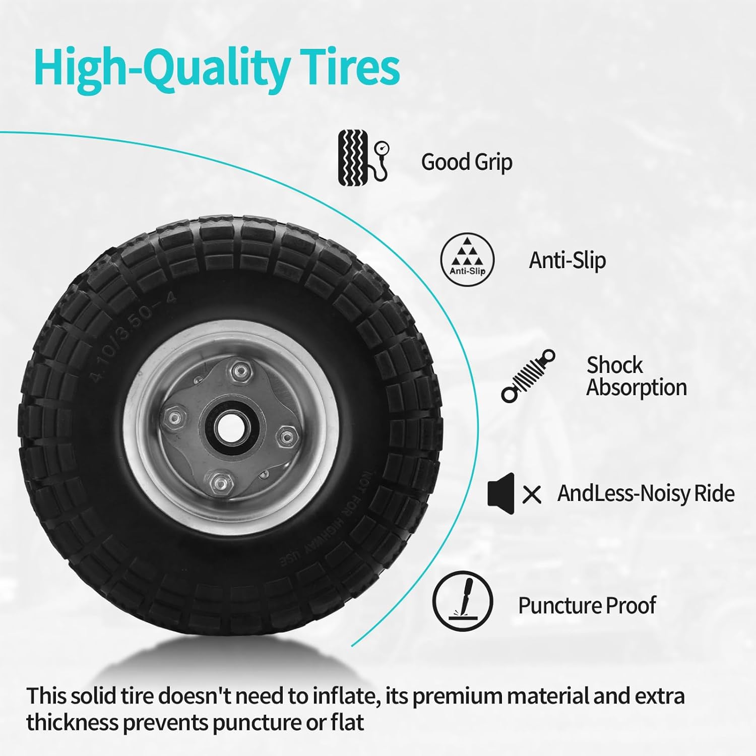10 Inch Solid Rubber Tires with 5/8" Axle Holes (2 Pack) J28305