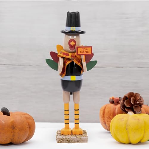 Green and Orange Wooden Turkey Nutcracker T43648