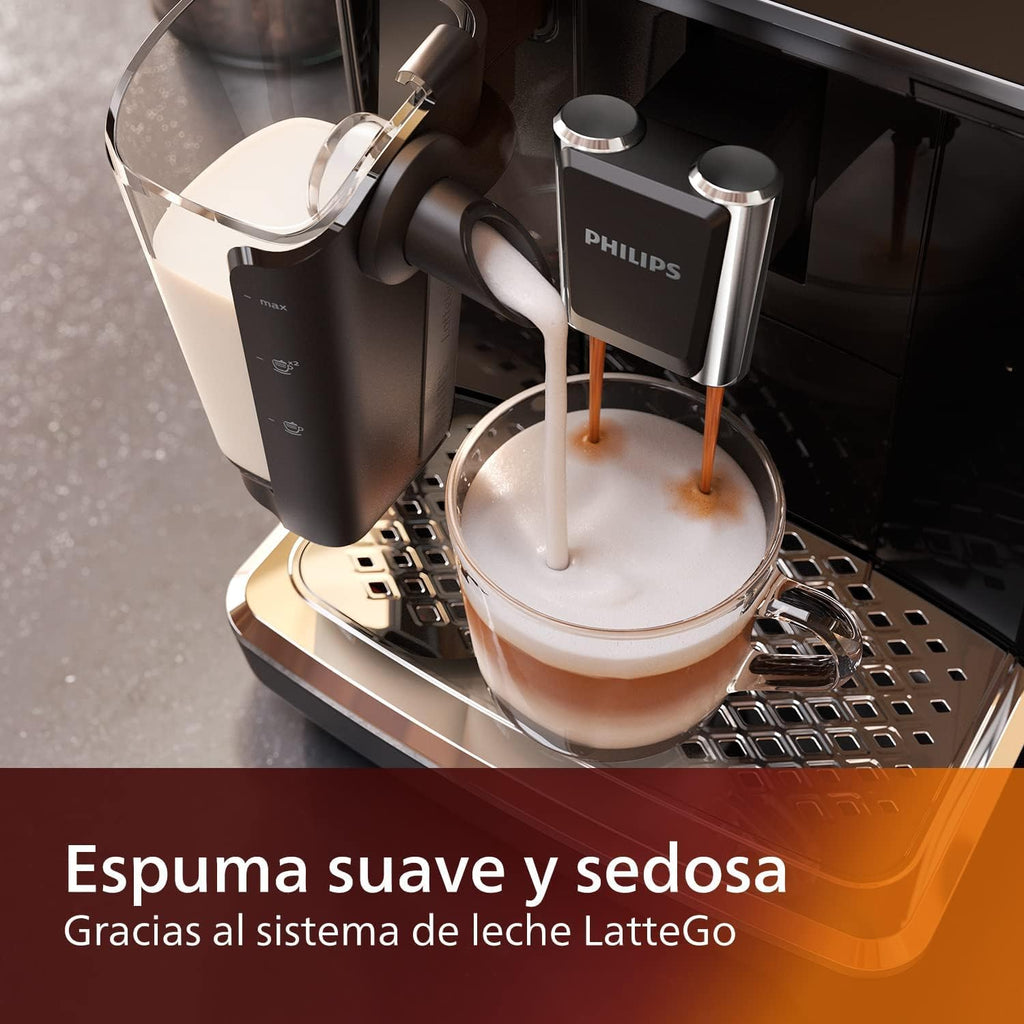 Black Fully Automatic Espresso Machine with LatteGo Milk Frother and Ceramic Grinder Y85841
