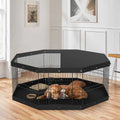 8 Panels Foldable Metal Dog Exercise Pen with Top Cover and Bottom Pad Q85326