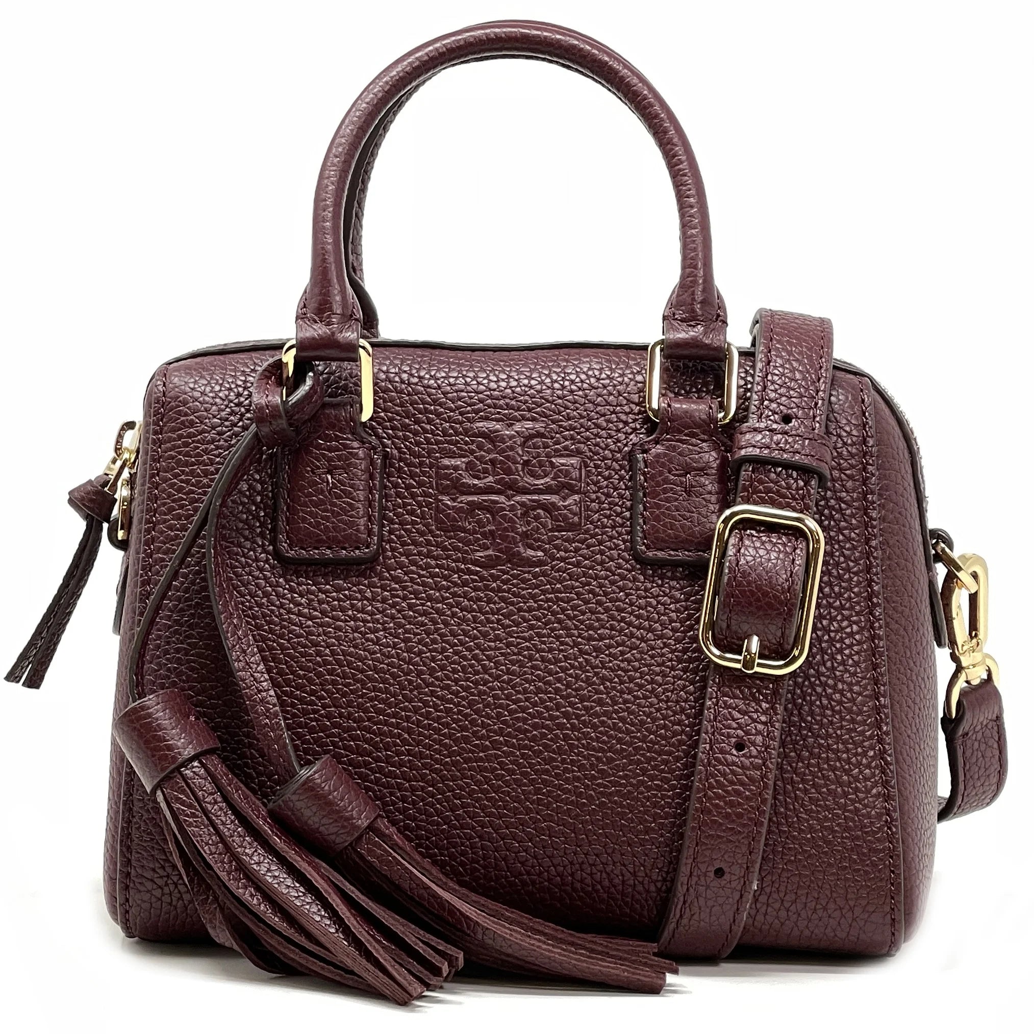 Women's Pebbled Leather Mini Satchel (Claret) D193