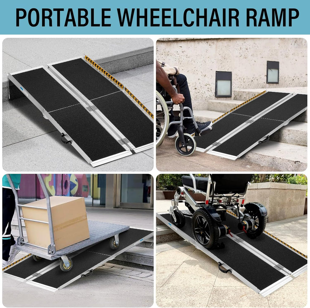 6FT Non-Slip Aluminum Folding Wheelchair Ramp O409369