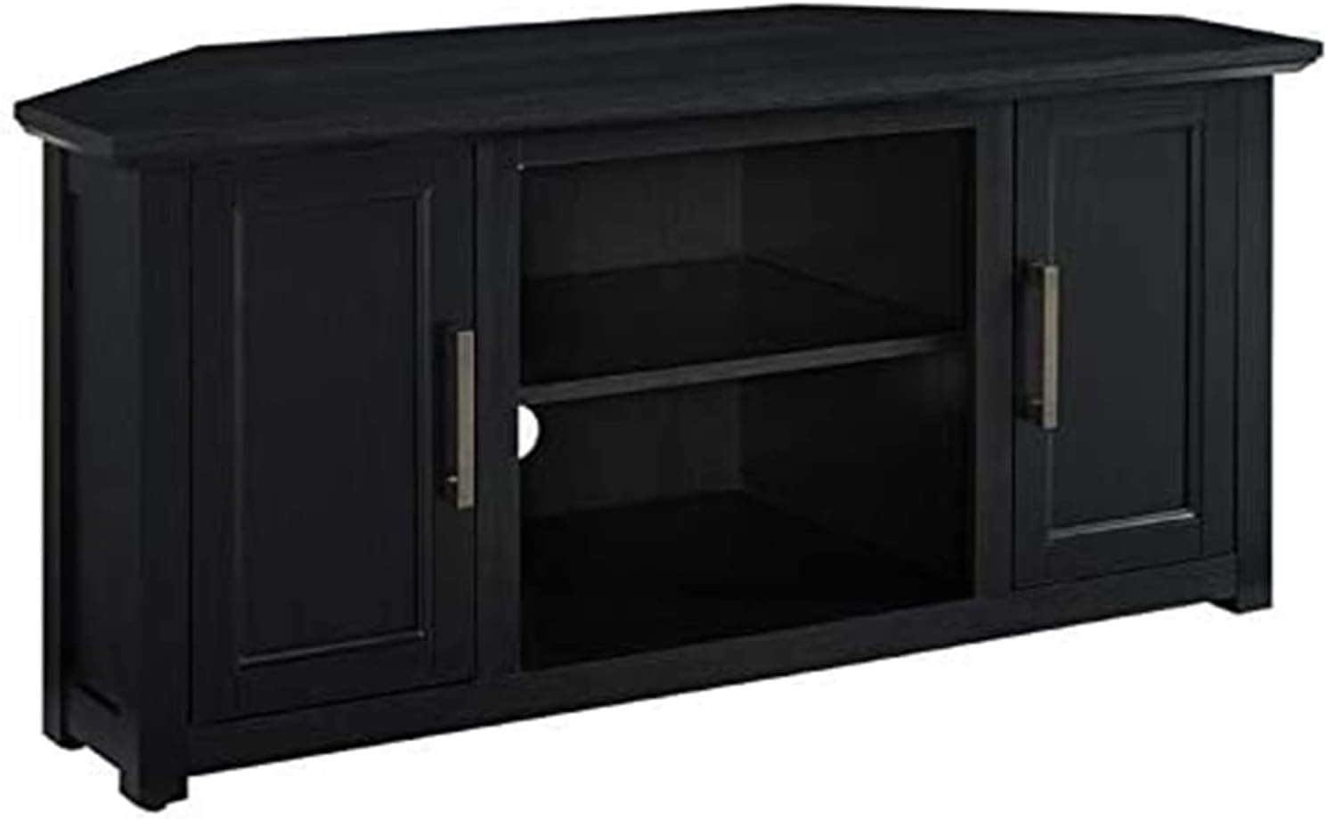48" Corner TV Stand Black with Adjustable Shelving M750