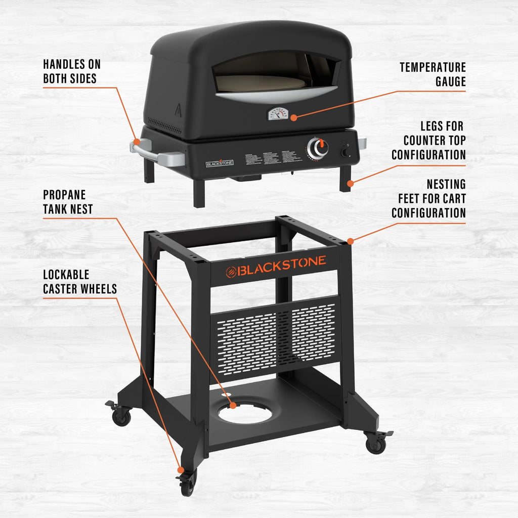 16 Rotating Cordierite Stone Propane Pizza Oven with Mobile Stand F5224