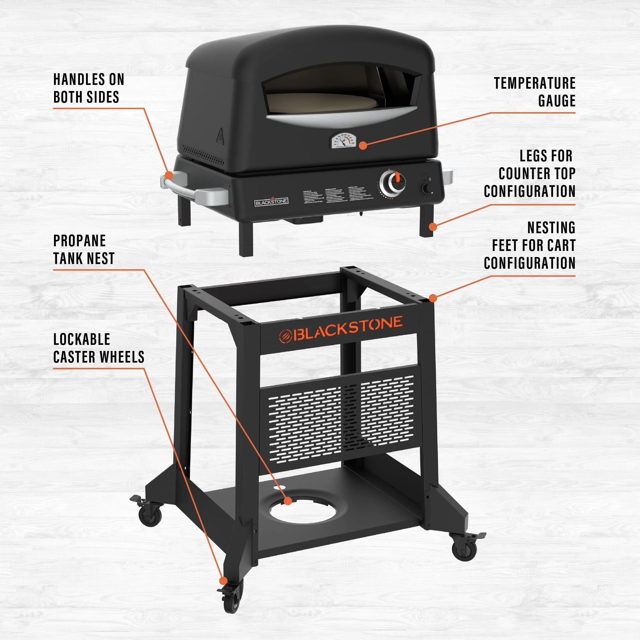 16 Rotating Cordierite Stone Propane Pizza Oven with Mobile Stand F5224