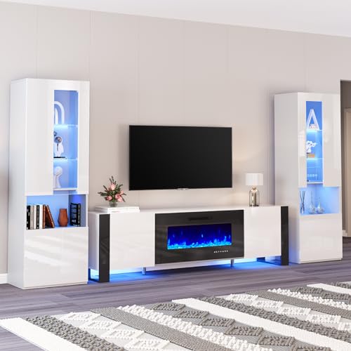 Entertainment Center with Fireplace and 2 Bookshelves, TV Stand for TVs Up to 80in N9531