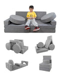 15PCS Modular Toddler Play Couch with Removable Cover Gray Foam Sofa S560391