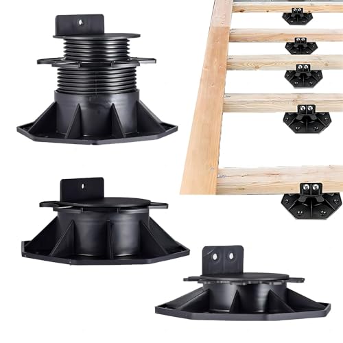 12Pack Adjustable Deck Support Pedestal Foundation Base, Black U68740