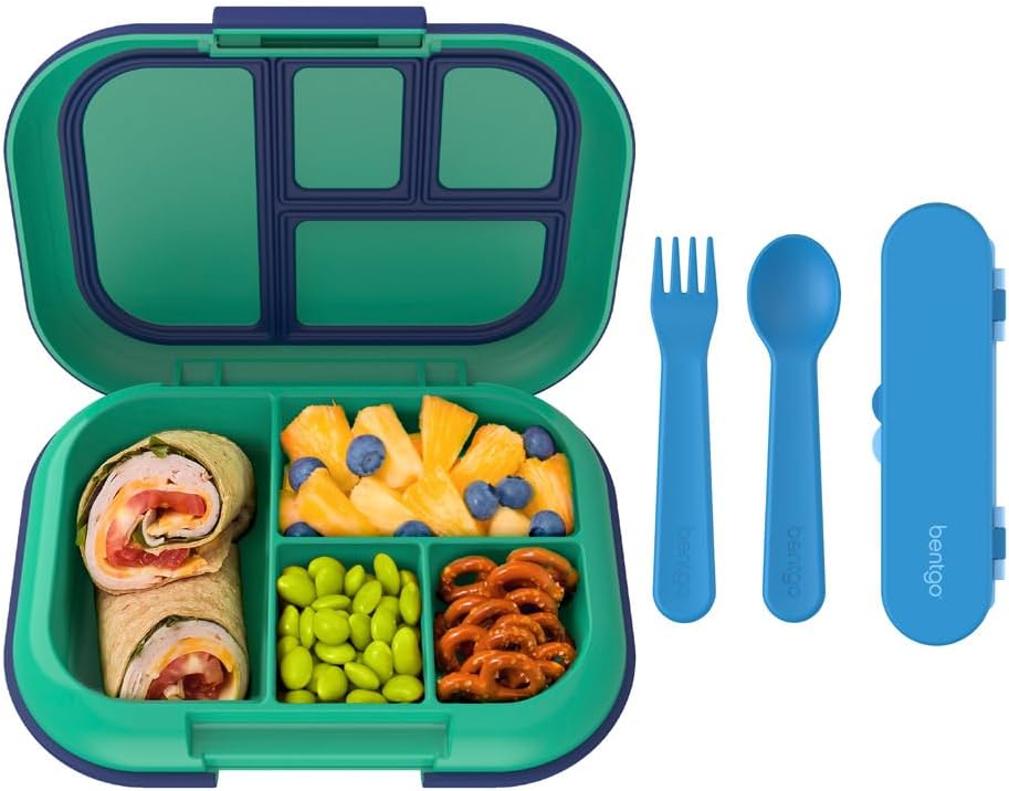 Kids Chill Lunch Box (Green/Navy) With Reusable Plastic Utensils (Blue) M762127