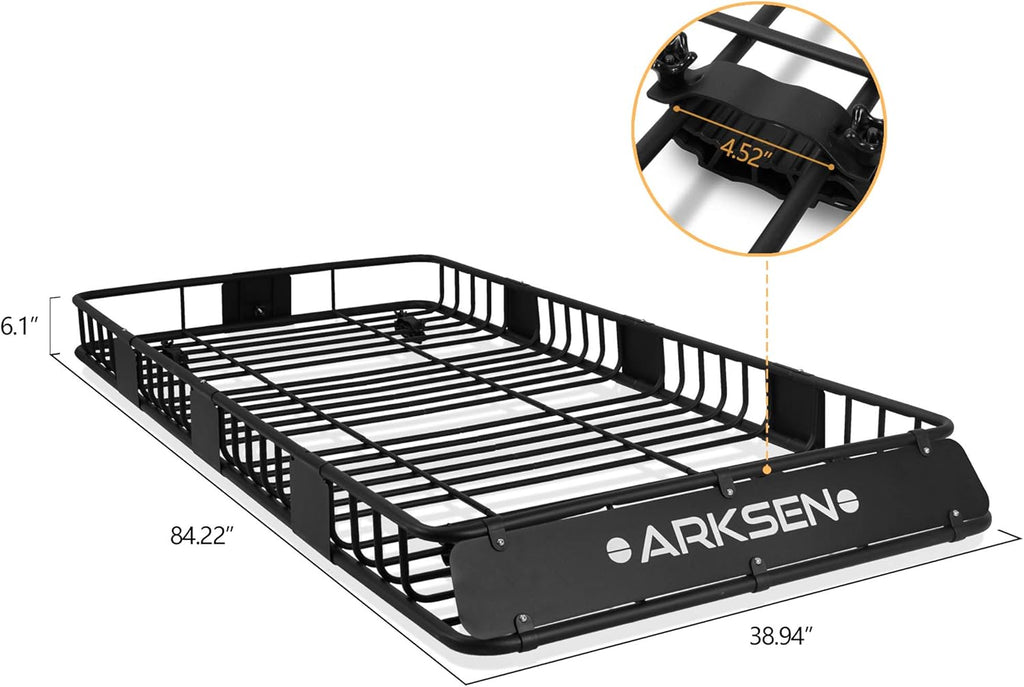 84 Inch Black Roof Rack Cargo Basket with Extension Soft-Shell Rooftop Cargo Carrier S515