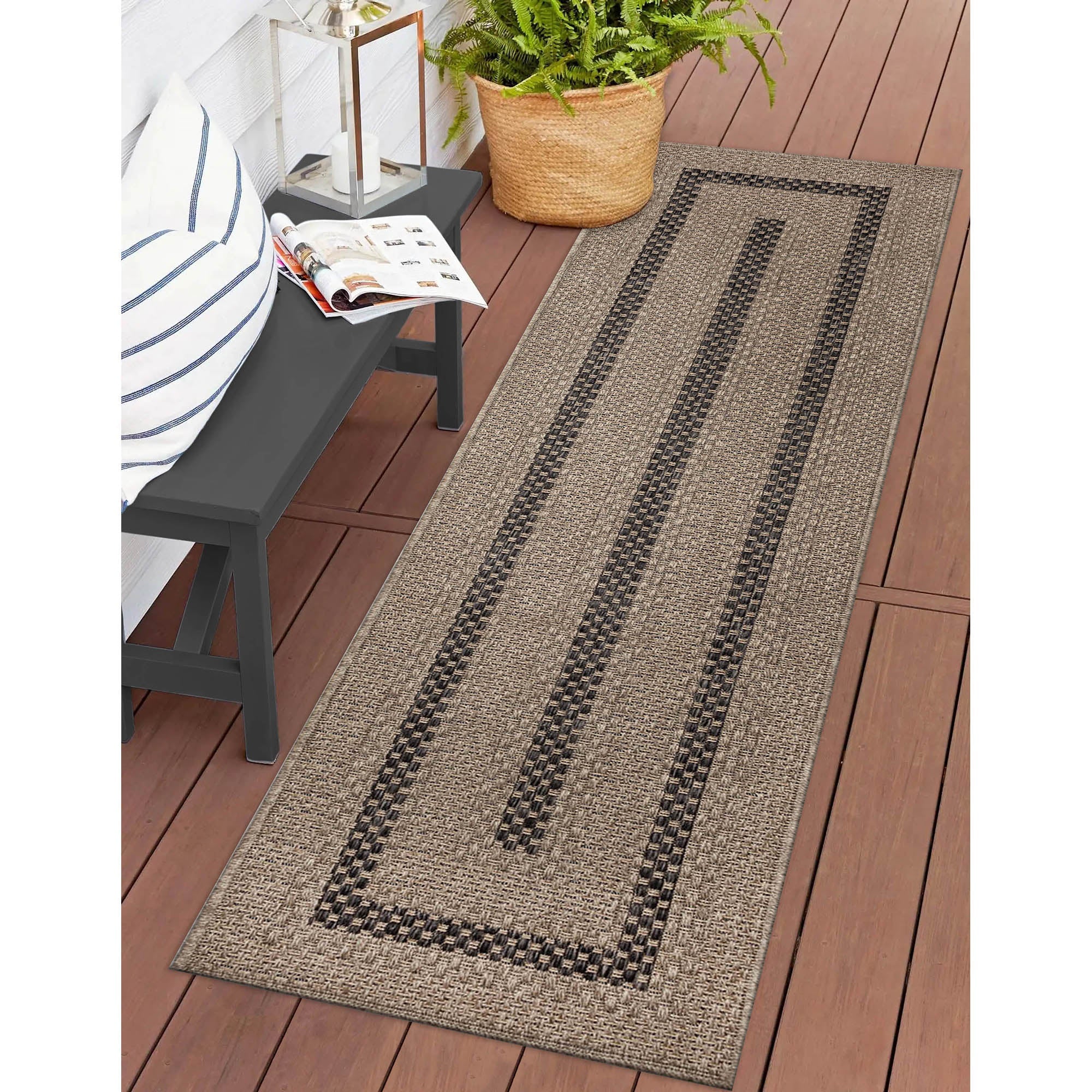 Monaco Multi Border Indoor Outdoor Area Rug