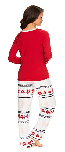 Womens Long Sleeve Shirt and Pajama Pants Sleepwear Set I528