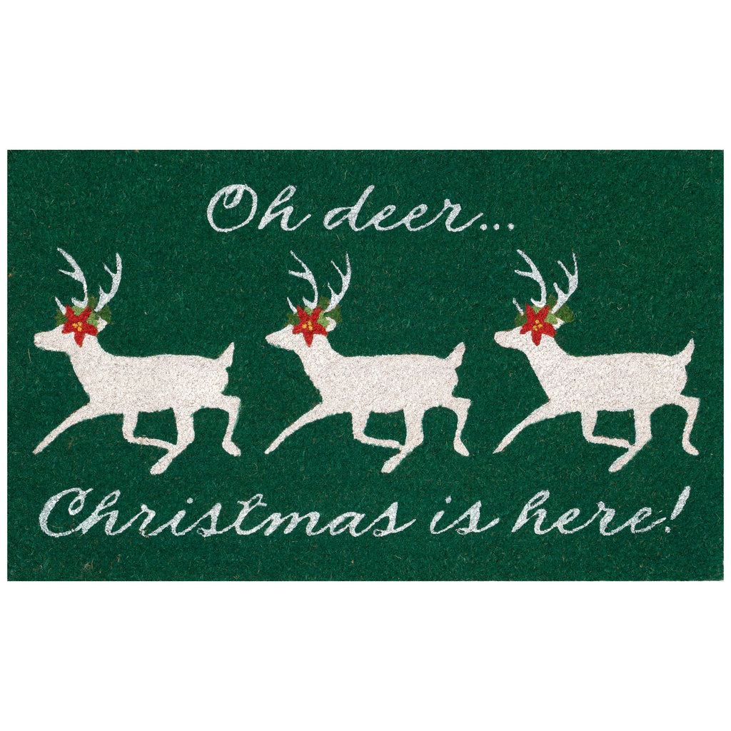 Natura Christmas Is Here Coir Doormat with Non-Slip Backing