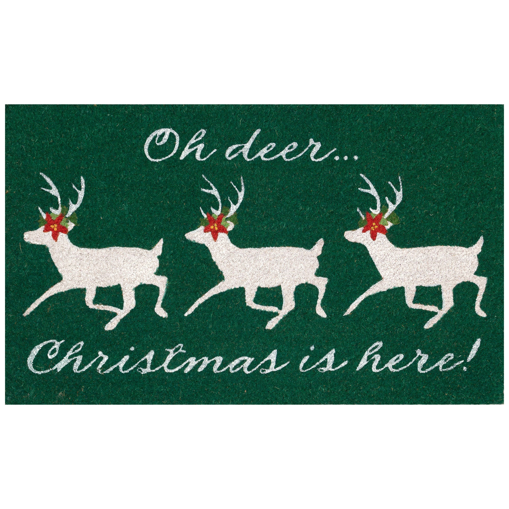 Natura Christmas Is Here Coir Doormat with Non-Slip Backing