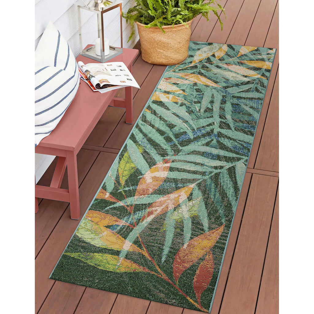 Marina Leaves Indoor Outdoor Area Rug