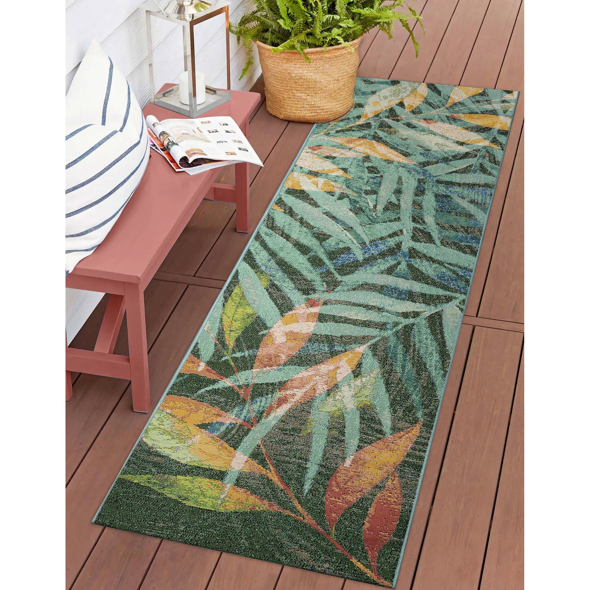 Marina Leaves Indoor Outdoor Area Rug