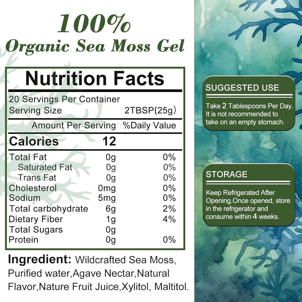 18 oz Natural sea Moss Gel, 1 Bottle M90360