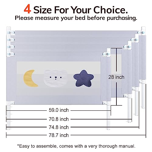 54” Toddler Bed Rail with Double Child Lock, Height Adjustment, 1 Pack Z455708