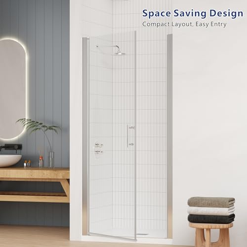 Chrome Semi Frameless Pivot Swing Shower Door, 32 in.W X 72 in.H, Clear Glass Z7927