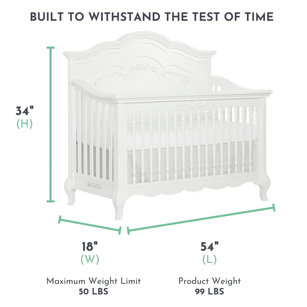 5-in-1 Convertible Crib in Frost, Greenguard Gold Certified, Wooden Baby Crib X39297