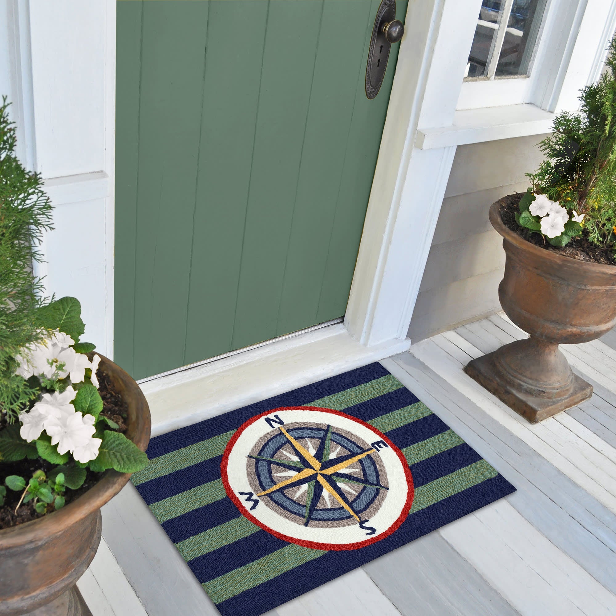 Frontporch Striped Compass Indoor Outdoor Mat