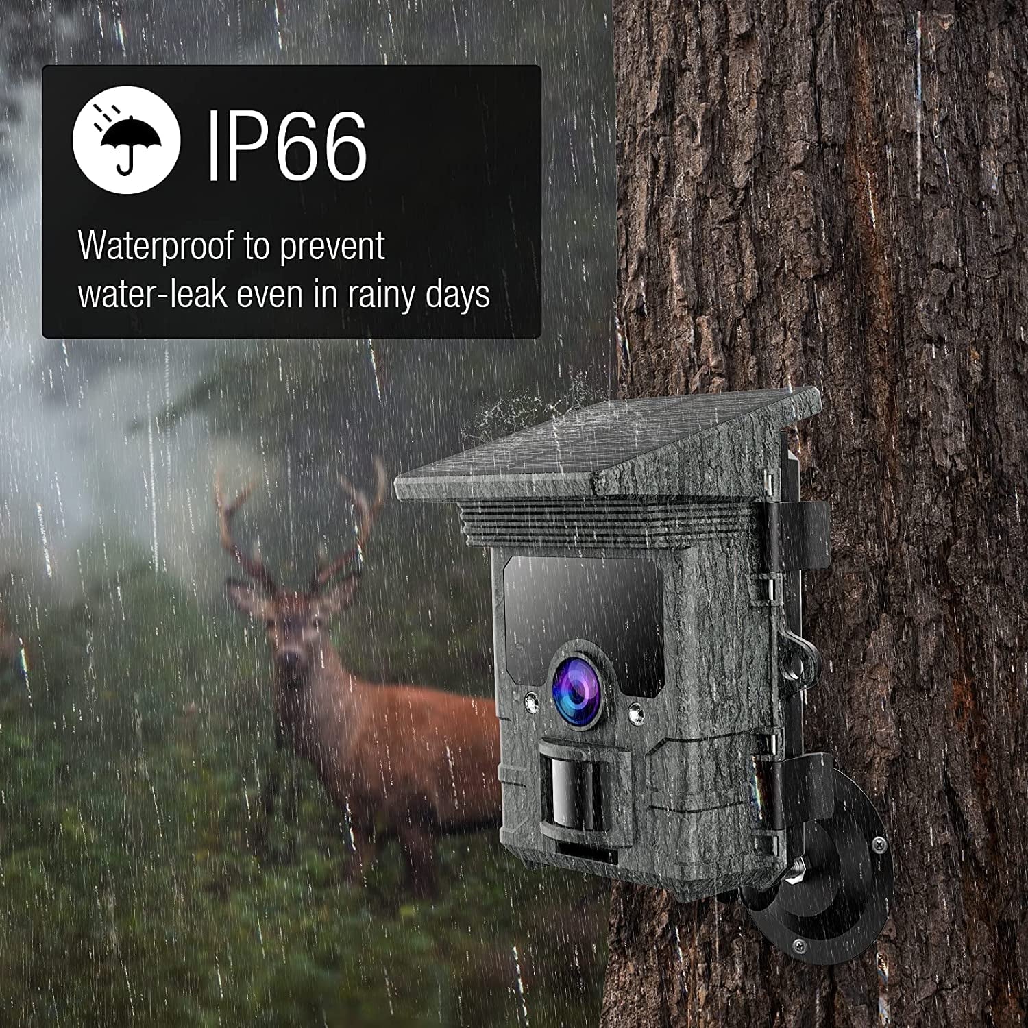 Solar Powered Trail Camera with SD Card Rechargeable 4400mAh 4K 48MP WiFi Night Vision Waterproof IP66 S454
