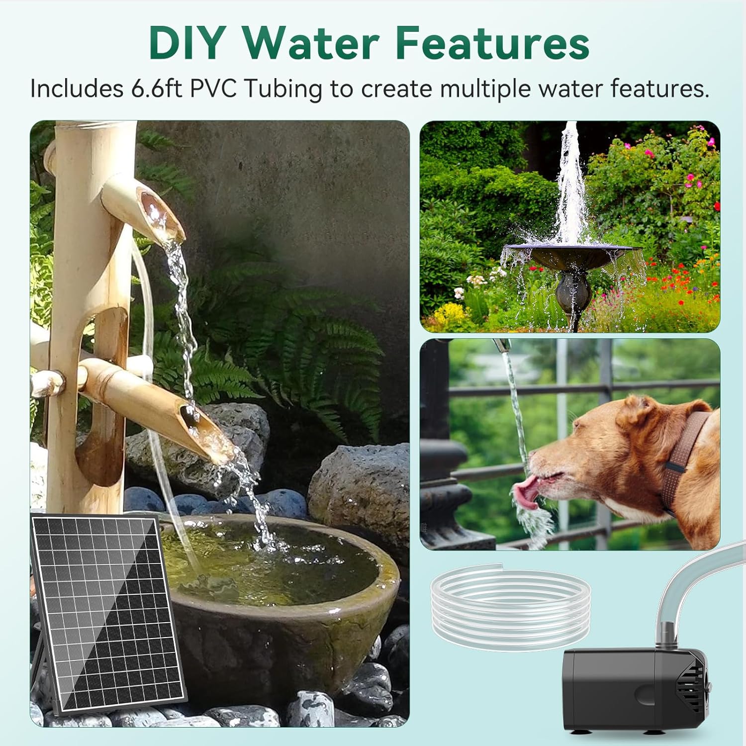 25W Solar Fountain Pump 410GPH with 16.5FT Cord L698