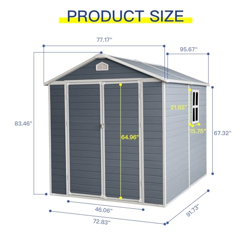 6x8ft Grey Resin Outdoor Storage Shed Kit Q4300