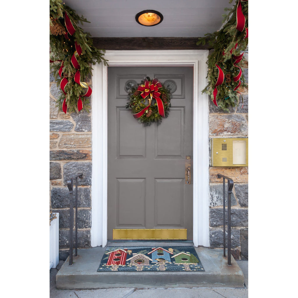 Esencia Birdhouse Holiday Indoor Outdoor Mat with Non-Skid Backing