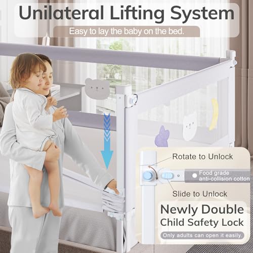 54” Toddler Bed Rail with Double Child Lock, Height Adjustment, 1 Pack Z455708