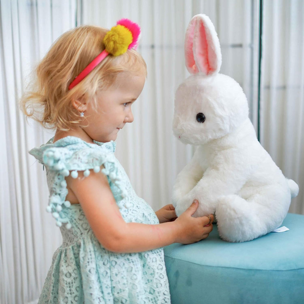 Off White Stuffed Animals Plush Toys with Pink Ears O9650