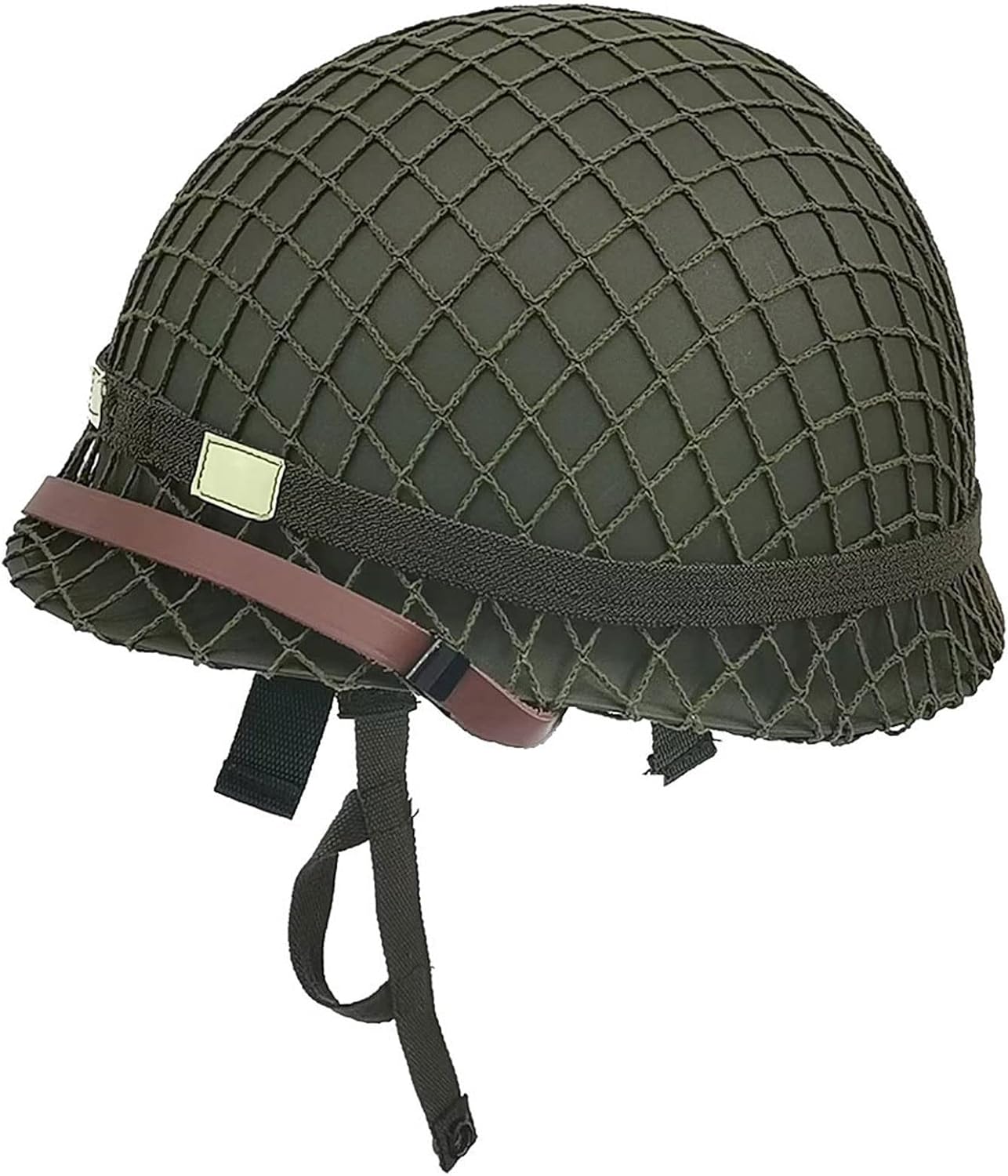 Steel Military Helmet Replica with Net Cover Chin Strap Cat Eye Band L354