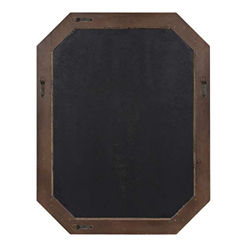 Large Rustic Octagon Wall Mirror, 36" x 28", Coastal Blue and Rustic Brown N481354