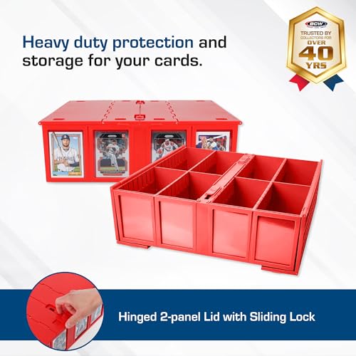 Red Collectible Card Bin, Holds 3200 Cards, Includes 4 Dividers R37427