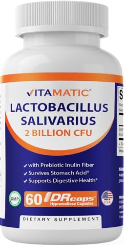 60 Count Lactobacillus Salivarius DR Capsule with Prebiotic Inulin Fiber J6811