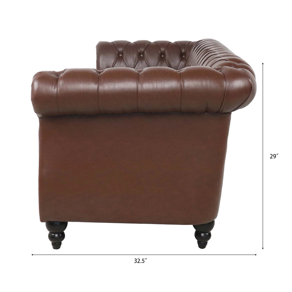 Dark Brown Leather 3-Seater Sofa D77787