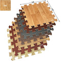 16 Tiles 16 Sq ft Gray Wood Foam Interlocking Floor Mats Y459