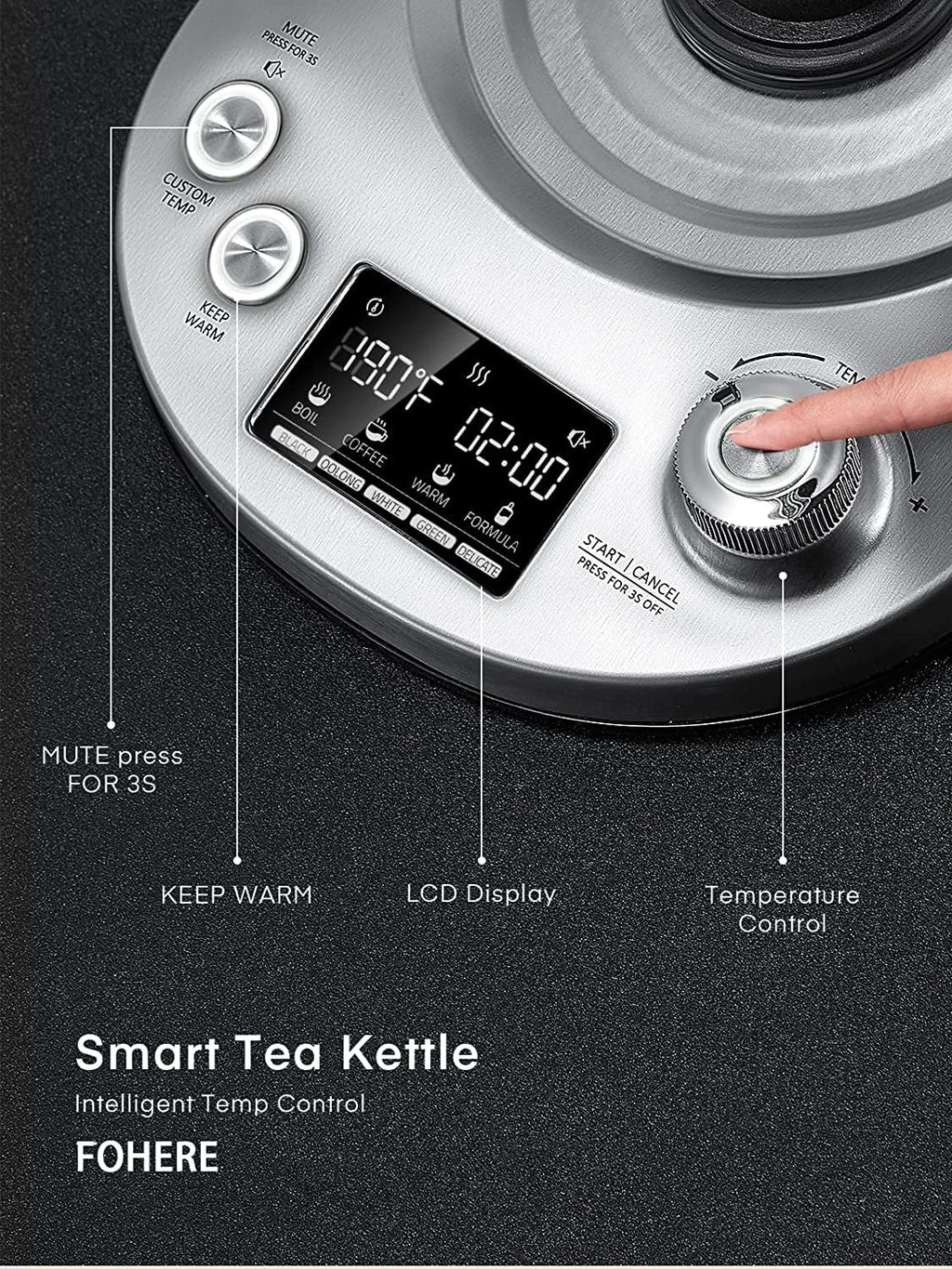1.7L Borosilicate Glass Electric Tea Kettle with Temperature Control F917464