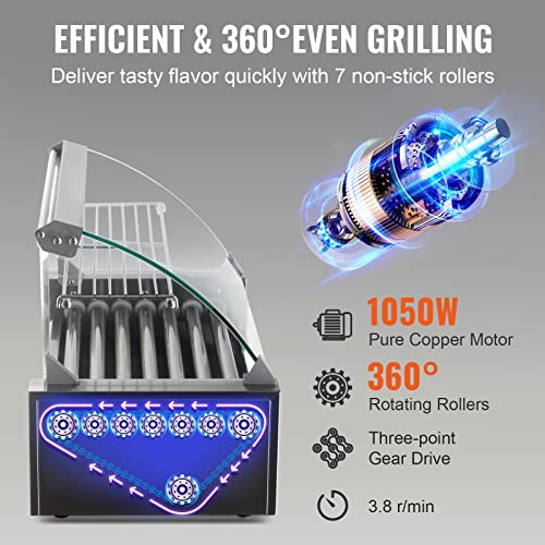 12 Hot Dog Capacity 5 Rollers Stainless Steel Hot Dog Roller M439