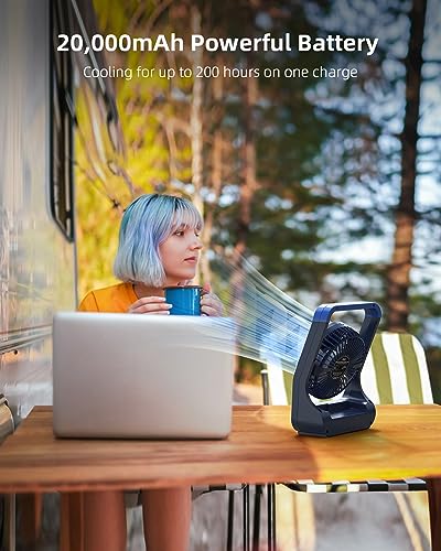 20000mAh Rechargeable Clip on Fan with Light & Hook I94501