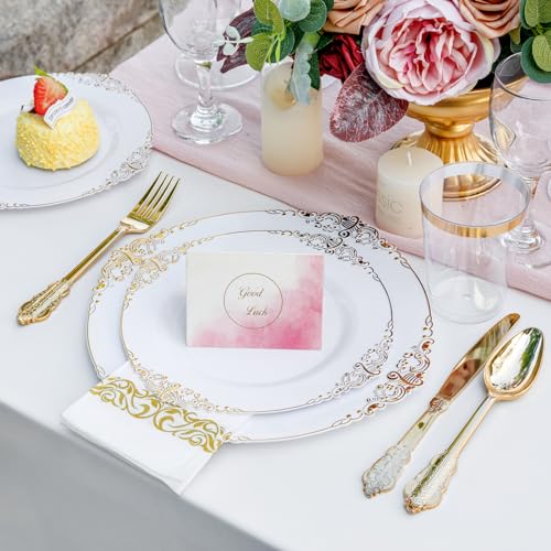 350PCS Gold Plastic Dinnerware Set A36433