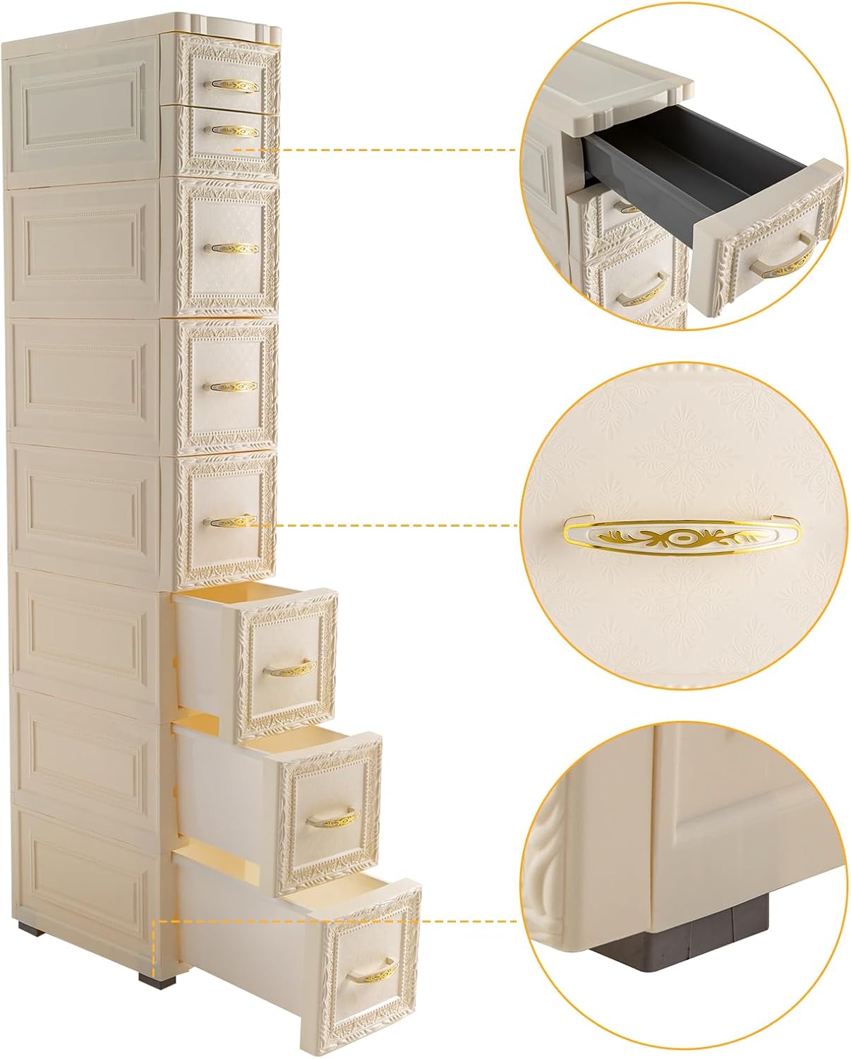 8 Drawer Narrow Storage Cabinet with Pull Handles Y6853