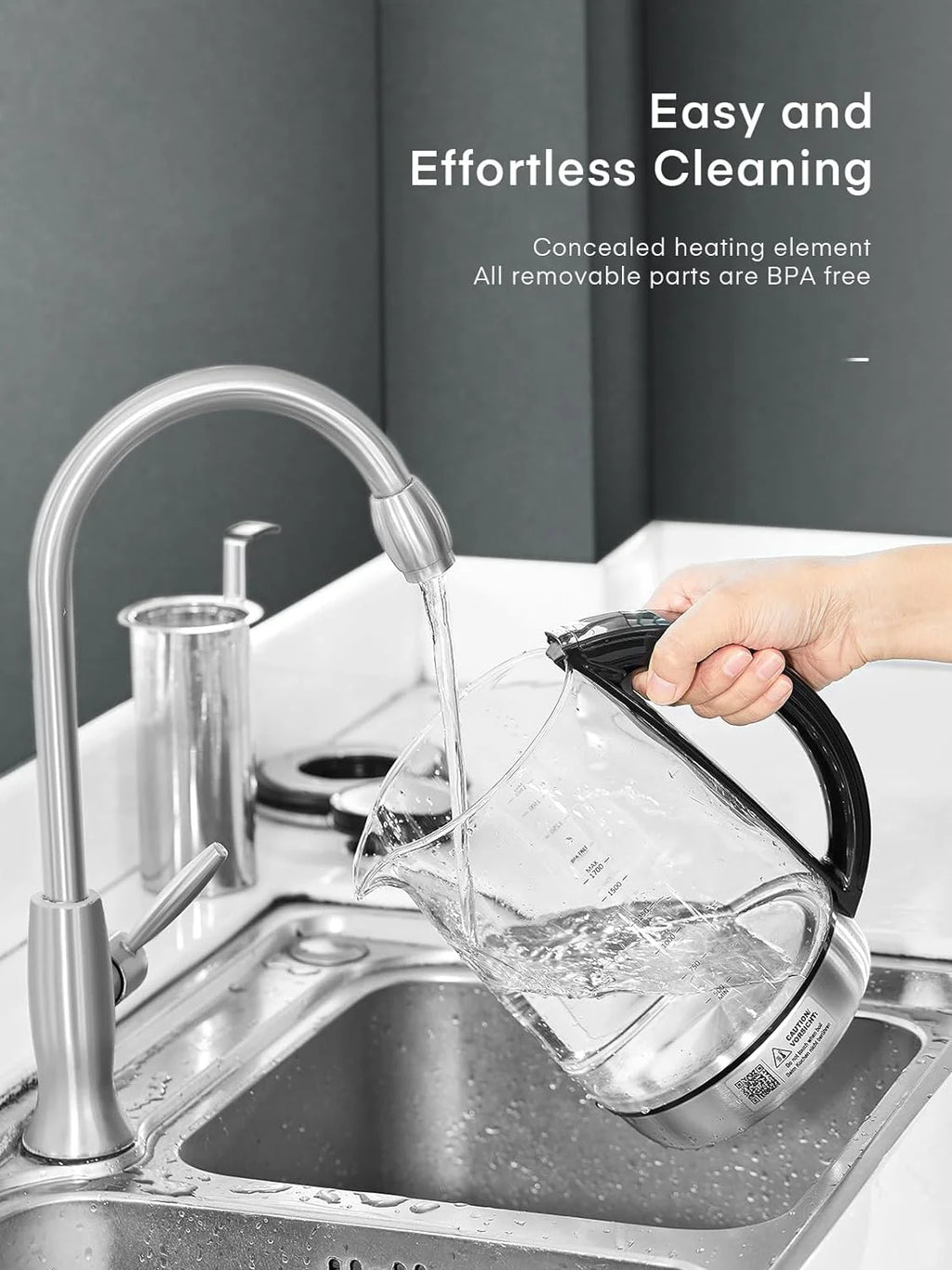 1.7L Borosilicate Glass Electric Tea Kettle with Temperature Control F917464