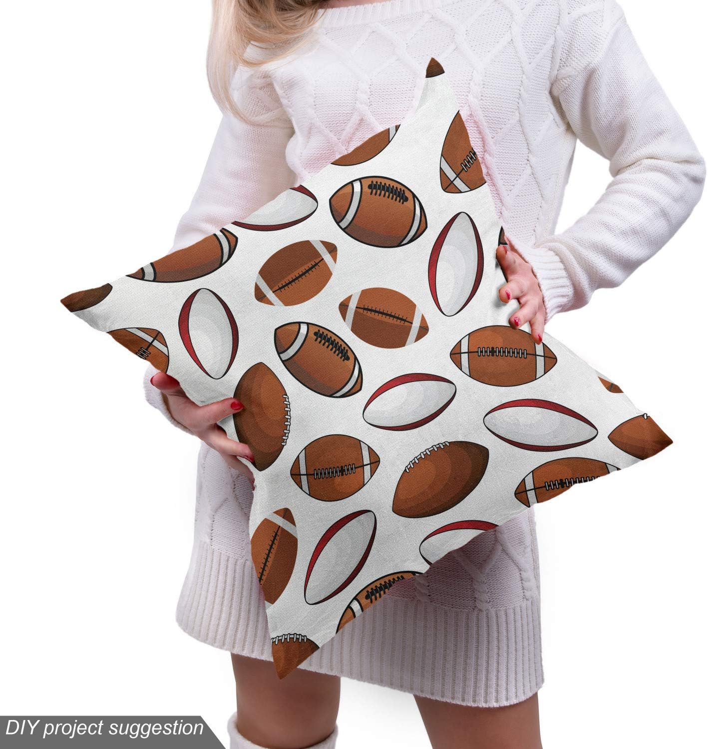 American Football Fabric by The Yard, 1 Yard, Caramel Ruby White F10109