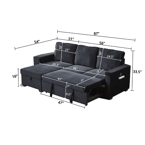 Brown Velvet L-Shaped Sectional Sofa with Storage Chaise X844370