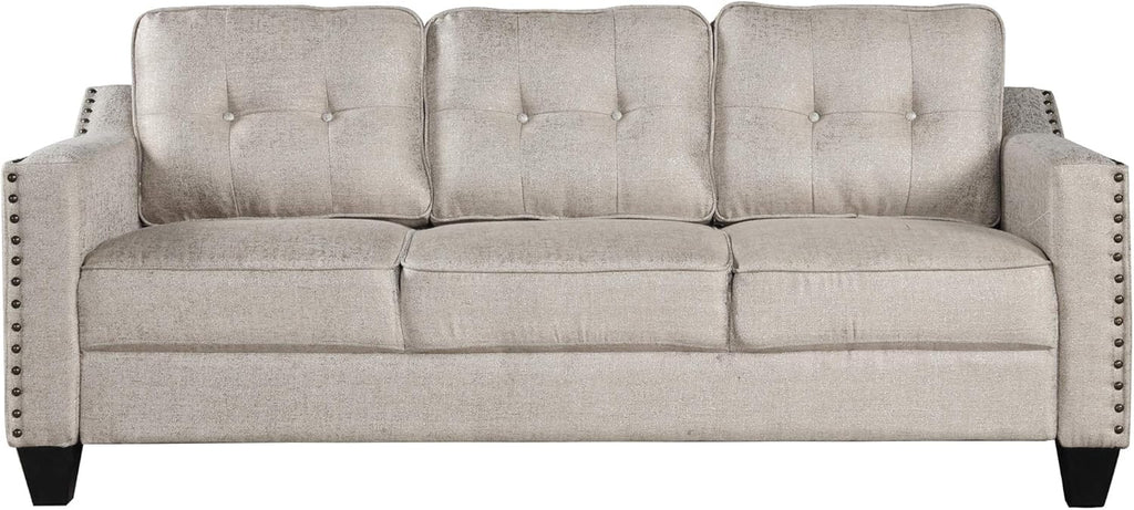 Beige Linen Fabric Sofa and Loveseat Set N2962