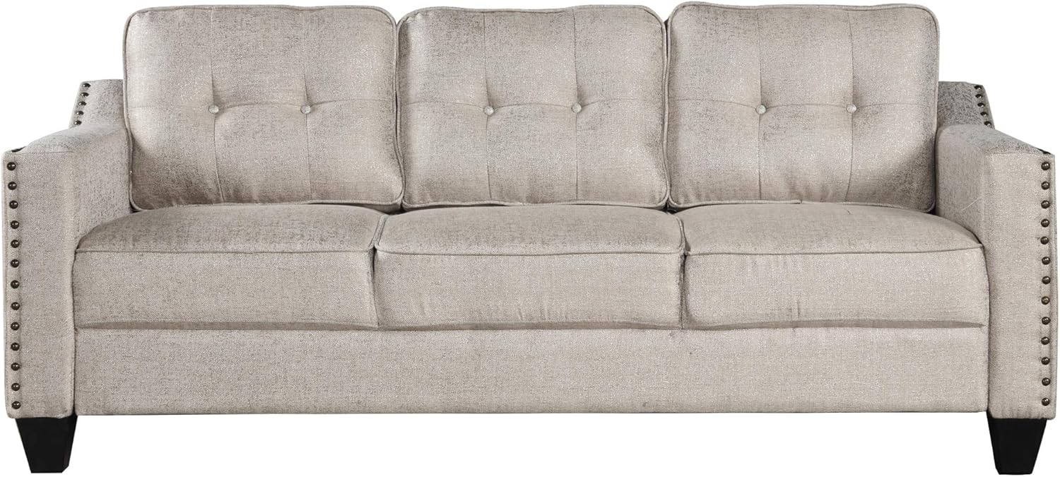 Beige Linen Fabric Sofa and Loveseat Set N2962
