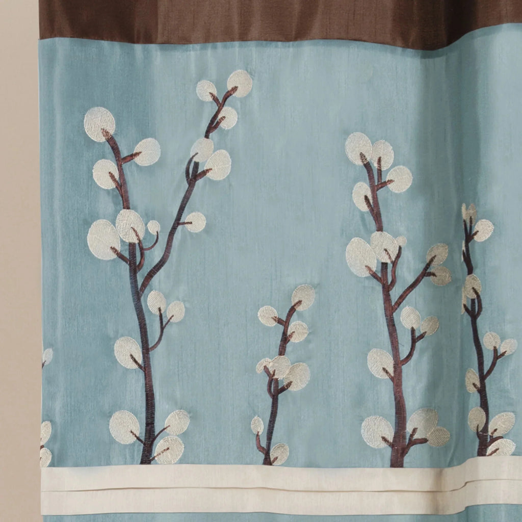 Cocoa Flower Floral Shower Curtain, 72x72, Blue/Brown Z5524