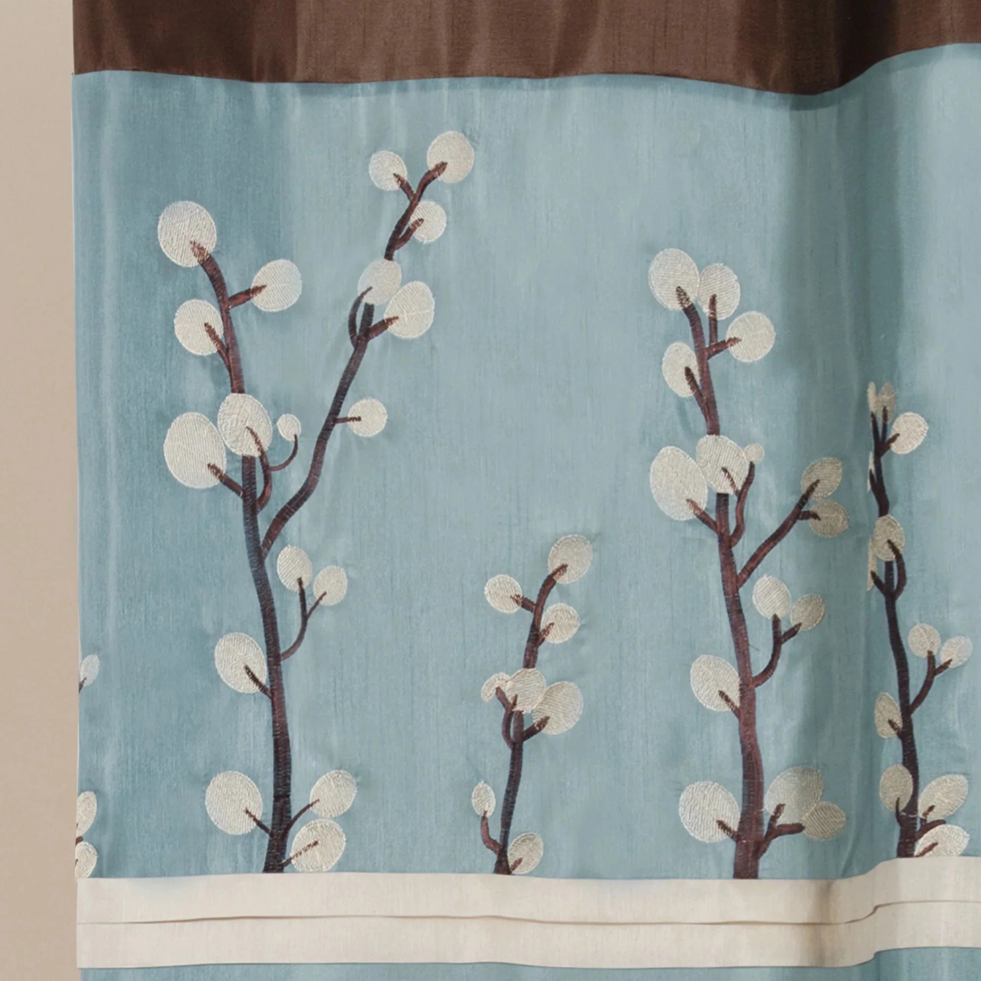 Cocoa Flower Floral Shower Curtain, 72x72, Blue/Brown Z5524