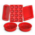 5-Piece Nonstick Silicone Bakeware Set with Bread Loaf Pan, Muffin Pan, Square Cake Pan, Round Cake Pan N75084
